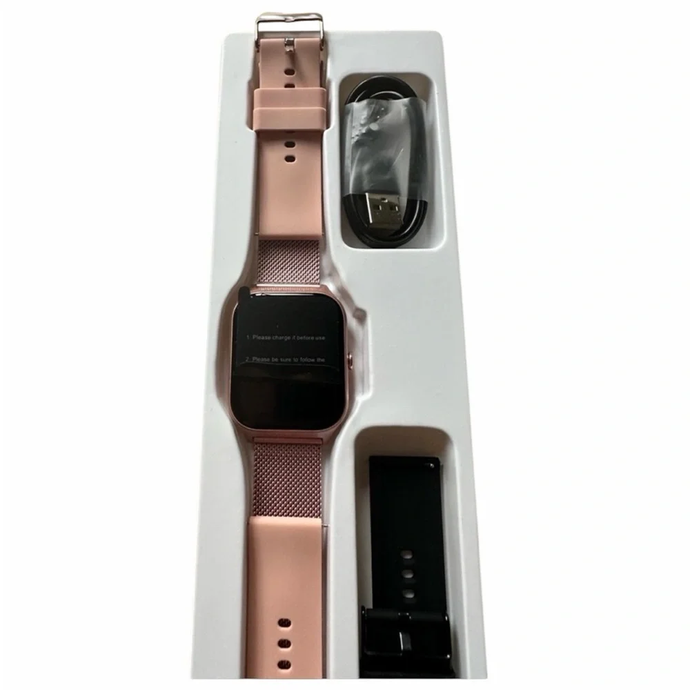 Smart Watch Set Gold Rose With 2 Extra Watch bands